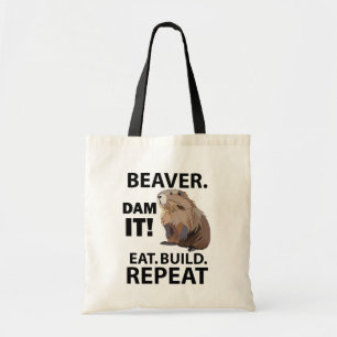Bolsa Tote Coma Construir Repetir O Animal De Beaver Engraçad