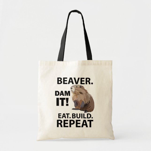 Bolsa Tote Coma Construir Repetir O Animal De Beaver Engraçad (Frente)