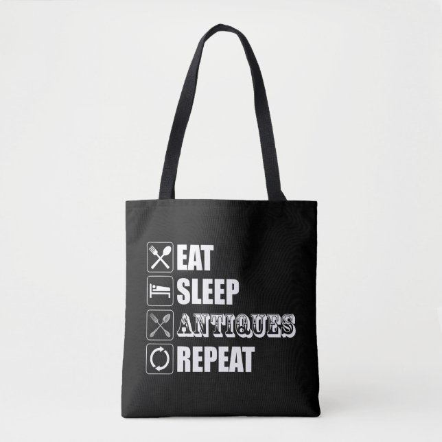 Bolsa Tote Coma. Durma. Antiguidades. Repetir (Frente)