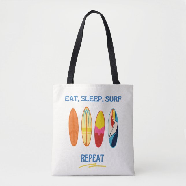 Bolsa Tote Coma, Durma, Surfe, Repita - Vida de Praia (Frente)