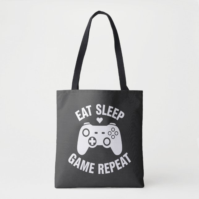 Bolsa Tote Coma Jogar Dormir Repetir - Citação Divertida de D (Frente)