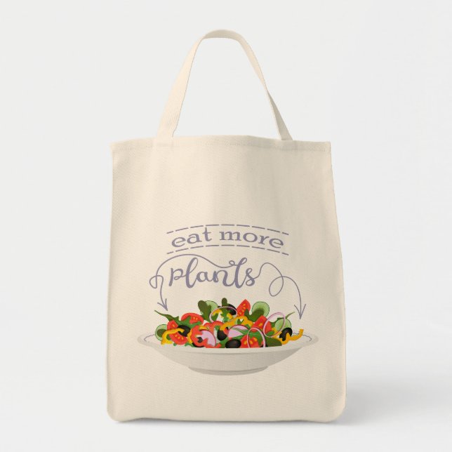 Bolsa Tote Coma mais plantas com cartazes de motivação de sal (Frente)