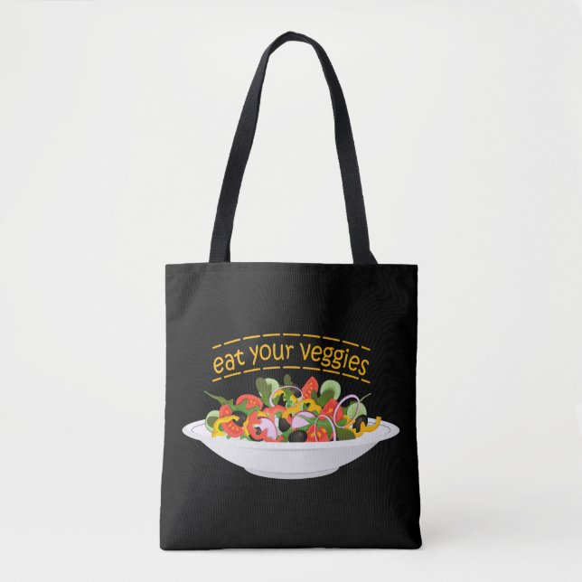 Bolsa Tote Coma seus vegetais Cite salada fresca misturar tig (Frente)