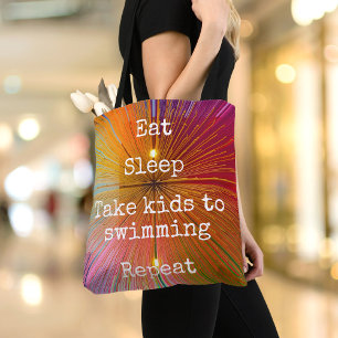 Bolsa Tote "Coma. Sono. Miúdos a nadar. Repetição." laranj