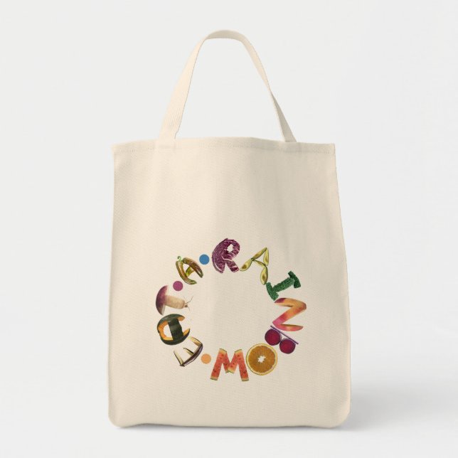 Bolsa Tote Coma um arco-íris! Frutas e legumes - Comidas inte (Frente)