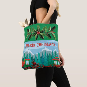 Bolsa Tote Comboio de Natal Verde