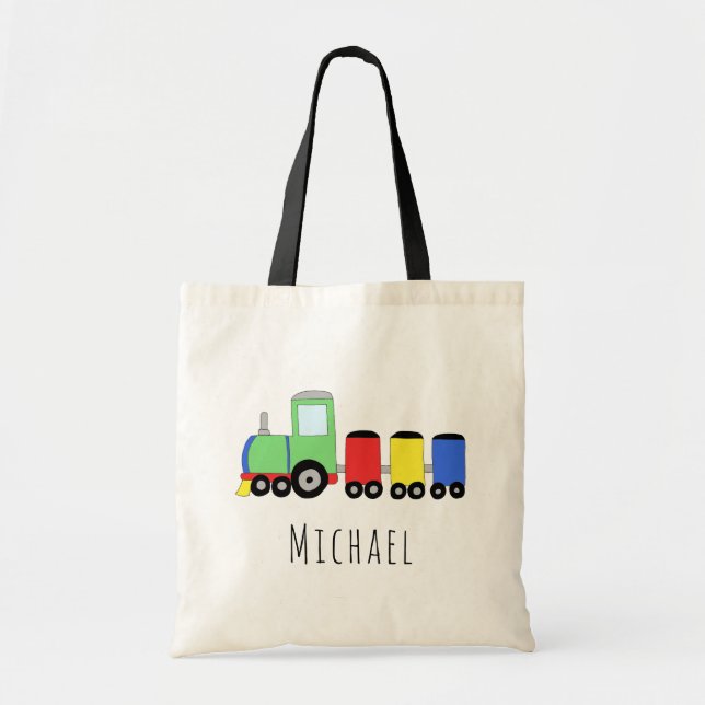 Bolsa Tote Comboio e nome da locomotiva do garoto-bebê (Frente)