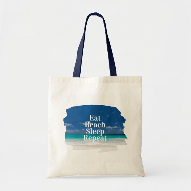 Bolsa Tote Come Sleep Beach Repete Água Tropical Turquesa (Frente)