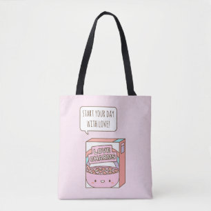 Bolsa Tote Comece seu dia com o café da manhã cor-de-rosa