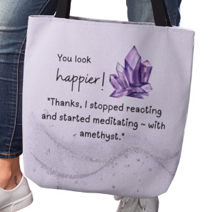 Bolsa Tote Comecei a meditar com ametista.