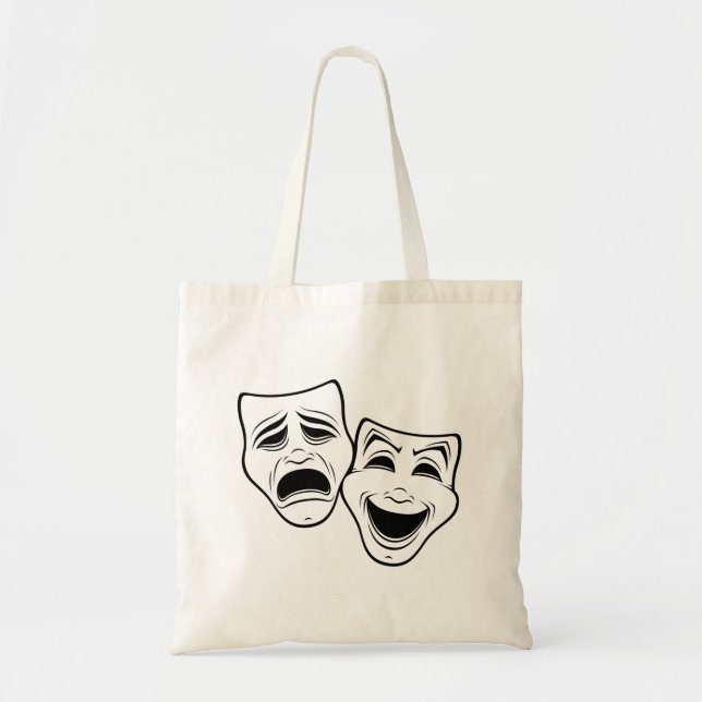 Bolsa Tote Comédia E Teatro Tragédia Mascaram Linha Negra (Frente)