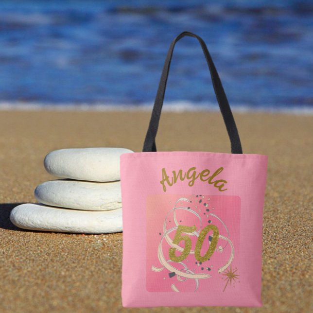Bolsa Tote Comemoração de aniversário de 50 anos da Peachy Fe (Criador carregado)