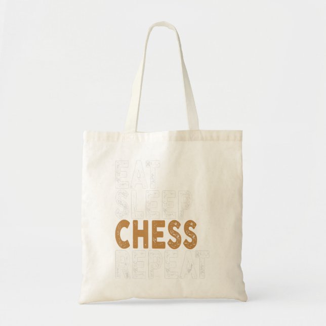 Bolsa Tote comer xadrez de dormir repetir xadrez (Frente)
