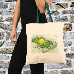 Bolsa Tote Comida Antiga, Caçarola de Feijão Verde com Mantei