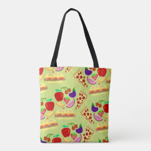 Bolsa Tote Comida Bonita Padrão Divertido Comida Deliciosa De