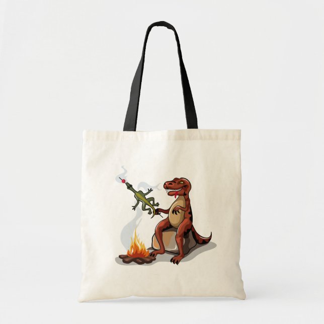 Bolsa Tote Comida De Cozinhar Tyrannosaurus Rex Sobre Uma Cam (Frente)
