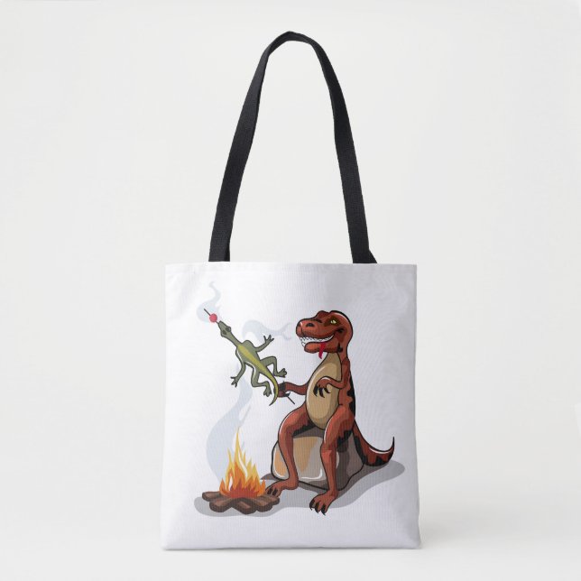 Bolsa Tote Comida De Cozinhar Tyrannosaurus Rex Sobre Uma Cam (Frente)