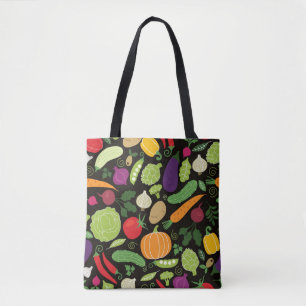 Bolsa Tote Comida em um fundo preto