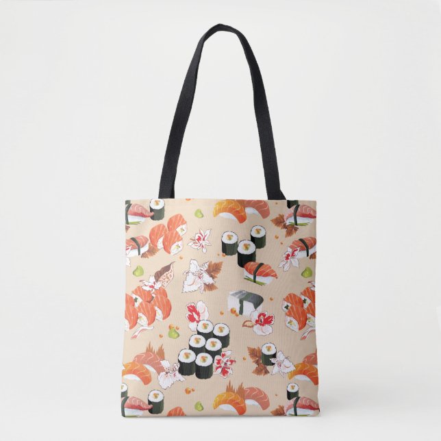 Bolsa Tote Comida japonesa: Teste padrão 3 do sushi (Frente)