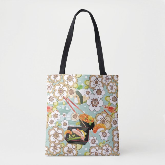 Bolsa Tote Comida japonesa: Teste padrão 4 do sushi (Frente)