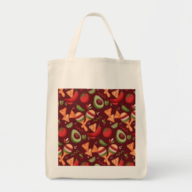 Bolsa Tote Comida Mexicana Vermelha e Verde (Frente)