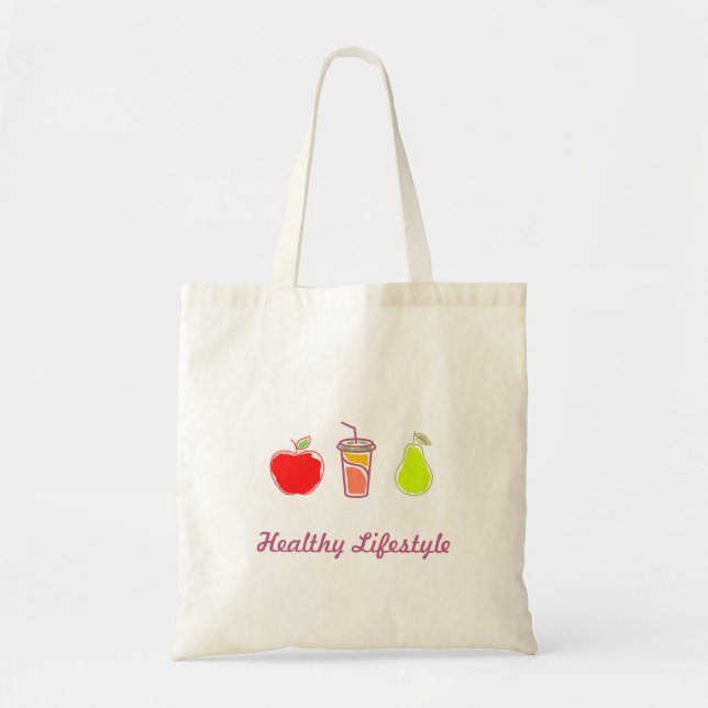 Bolsa Tote Comidas Coloridas E Arte De Bebidas Saudáveis (Frente)