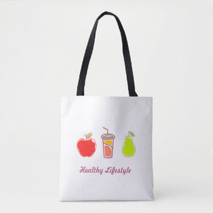 Bolsa Tote Comidas E Bebidas Coloridas Saudáveis E Vivas