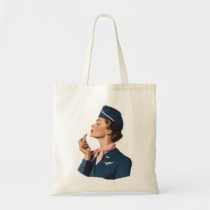 Bolsa Tote Comissária de Voo Antiga Aplicando Brilho Labial