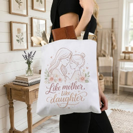 Bolsa Tote Como Mãe, Como Filha - Mariposa Floral Minimalista