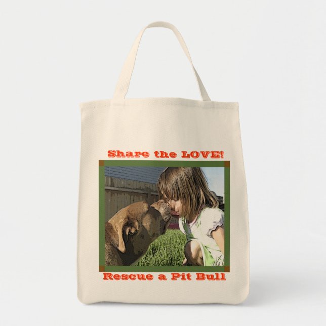 Bolsa Tote Compartilhe do AMOR! e salve um pitbull (Frente)