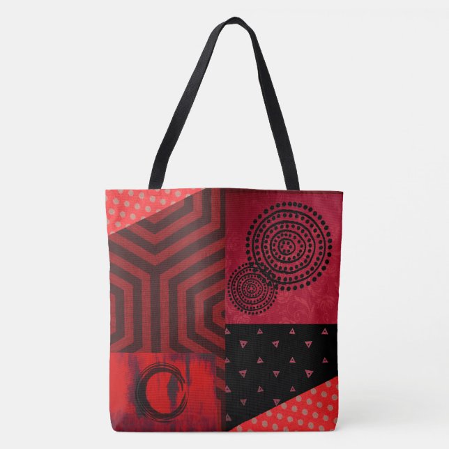 Bolsa Tote Composição a preto e vermelho (Frente)