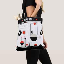 Bolsa Tote Composição das formas geométricas de Bauhaus preto