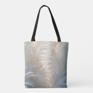 Bolsa Tote Composição de folhas de palmeira brancas arejadas