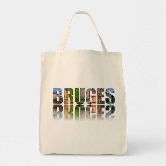 Bolsa Tote Composição de fotos de texto Bruges (Frente)