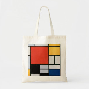 Bolsa Tote Composição de Piet Mondrian Vermelho Amarelo Azul
