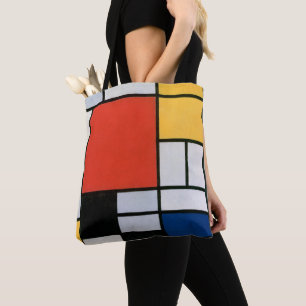 Bolsa Tote Composição de Piet Mondrian Vermelho Amarelo Azul