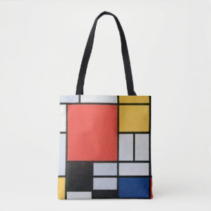 Bolsa Tote Composição Vermelho, Amarelo, Azul, Preto, Mondria