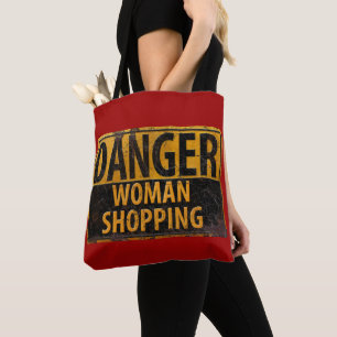 Bolsa Tote Compra da mulher do PERIGO - sinal de aviso