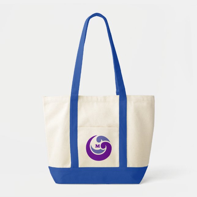 Bolsa Tote Compra personalizada do logotipo Wave azul (Frente)