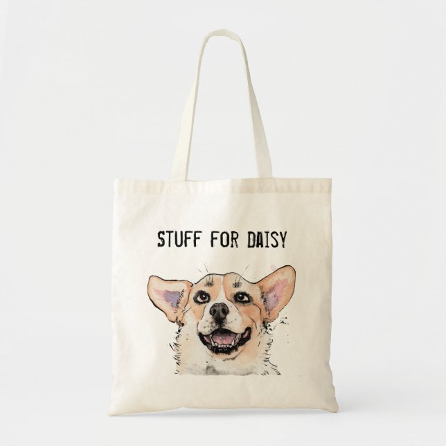 Bolsa Tote Comprador engraçado e fofo de malas de Corgi (Frente)