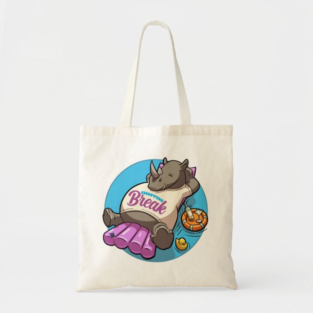 Bolsa Tote Comprando o Break Funny Relaxe o Cartoon de Piscin (Frente)