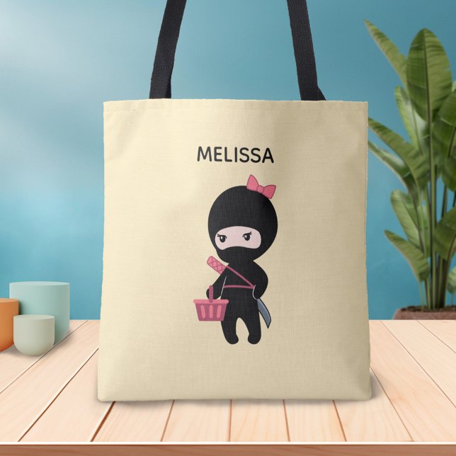 Bolsa Tote Comprando o nome personalizado da Ninja Girl em am (Criador carregado)