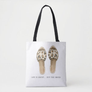 Bolsa Tote Compre os Sapatos Ilustração de Moda em Aquarela