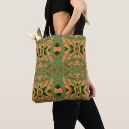 Bolsa Tote Compro Geométrico de Deco de Arte Verde Castanha