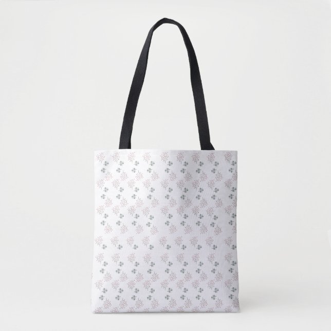 Bolsa Tote con hojas y ramilletes primaverales (Frente)