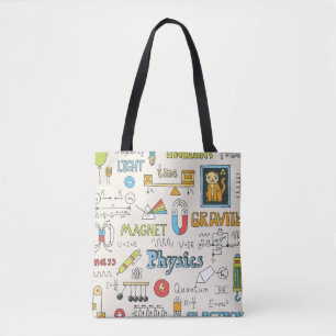 Bolsa Tote Conceitos de física, estilo vintage desenhado à mã