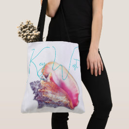 Bolsa Tote Concha de caramujo rosa de Key West Flórida