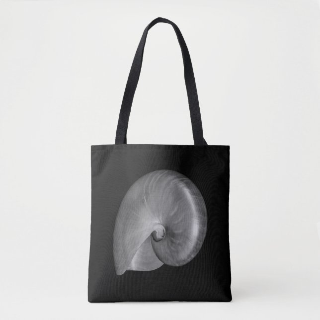 Bolsa Tote Concha de Nautilus Preta e Branca (Frente)