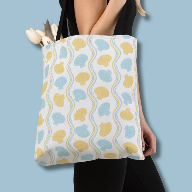 Bolsa Tote Concha do mar e ondas da praia Verão (Seashells and ocean waves tote bag)