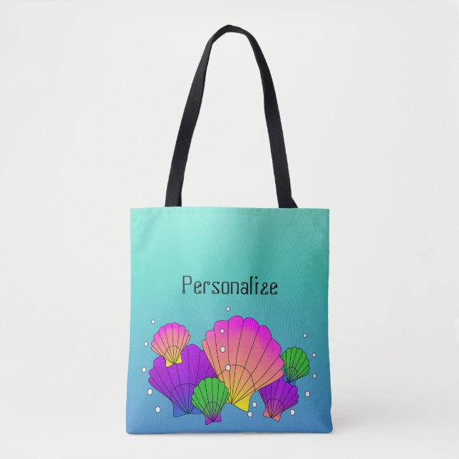 Bolsa Tote Conchas do Mar do Caribe com Bolhas (Frente)